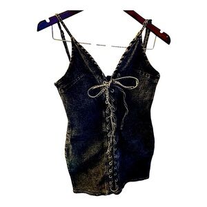 Ladies Black Denim Mini Dress